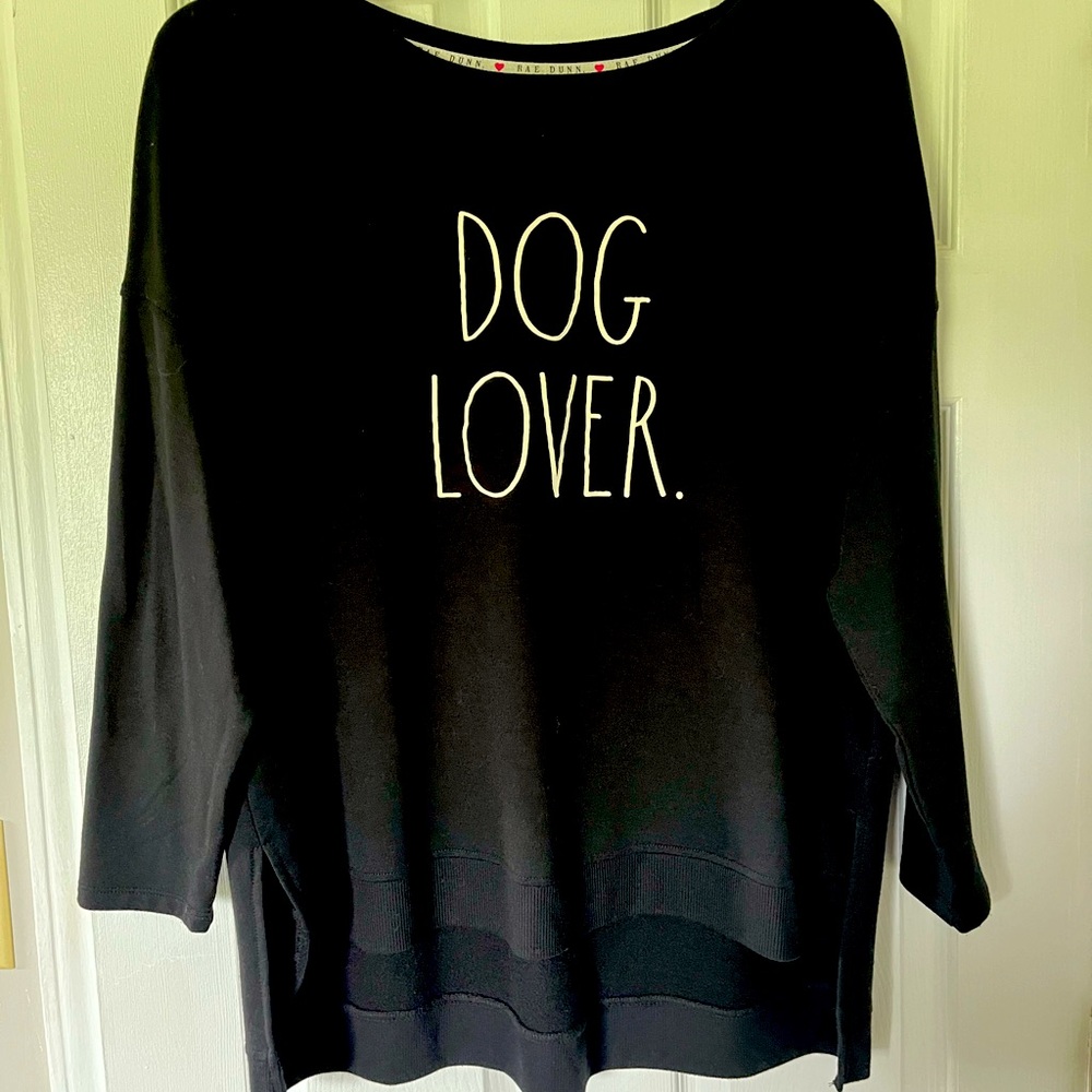 Rae Dunn 1x black “DOG LOVER” tunic